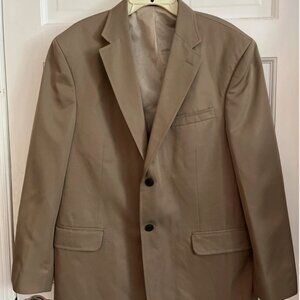 TravelSmith Travel Blazer Men 42R Tan 2 Button Microfiber Jacket Pockets